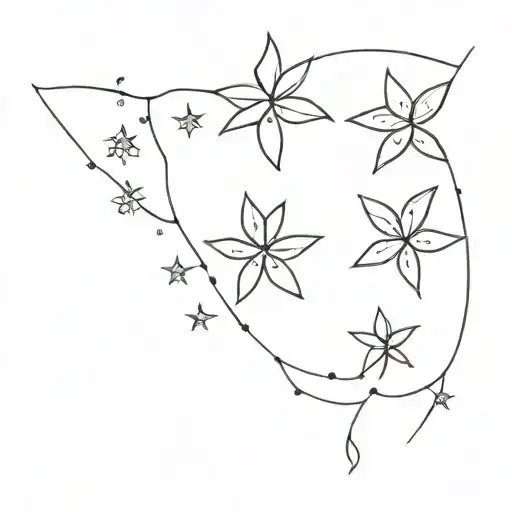 Big Dipper constellation with flowers or leaves around it tattoo design idea