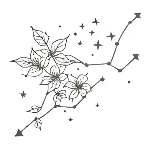 big dipper constellation with flowers or leaves around it tattoo design idea