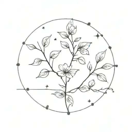 big dipper constellation with flowers or leaves surrounding the constellation tattoo design idea