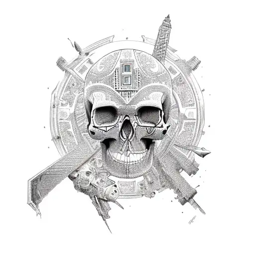 aztec skull tattoo design idea