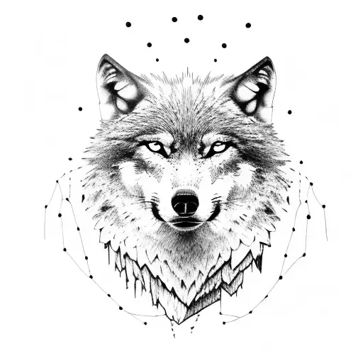 wolf on a cliff looking at an eagle tattoo design idea
