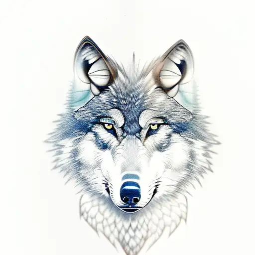 wolf looking at an eagle tattoo design idea