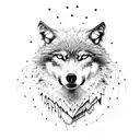 wolf on a cliff looking at an eagle tattoo design idea