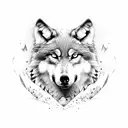 wolf on a cliff looking at an eagle tattoo design idea