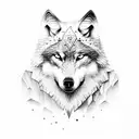 wolf on a cliff looking at an eagle tattoo design idea