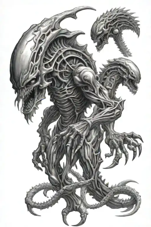 Aliens from the movie Alien mixed with Zerglings and Hydralisks from STarcraft tattoo design idea