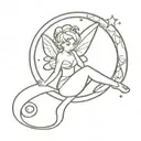 Tinkerbell sitting in a crescent moon  tattoo design idea