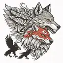 wolf and eagle tattoo design idea
