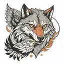 wolf and eagle tattoo design idea