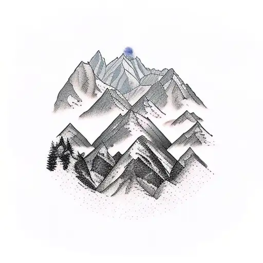 Mountain Scene hunting sleeve tattoo design idea