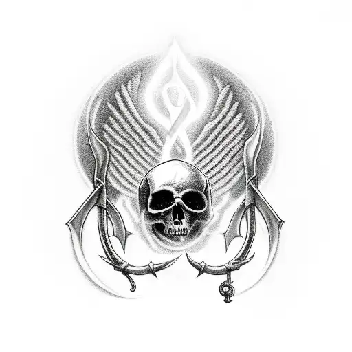 full body holy death with a scythe and with a cloak tattoo design idea