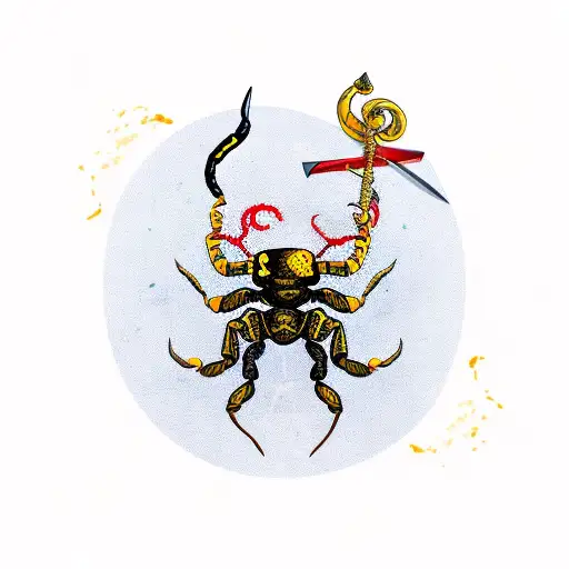 scorpion and sword with blood tattoo design idea