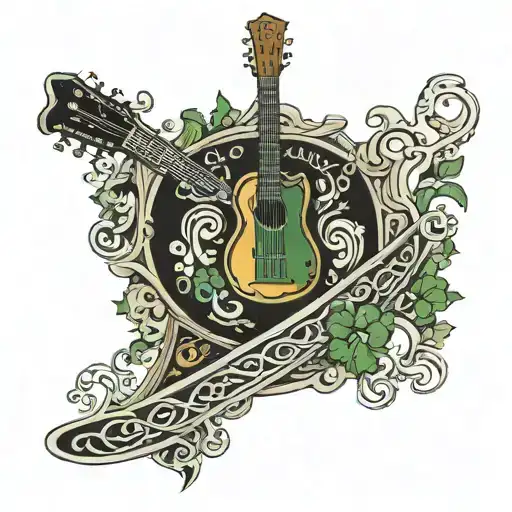 ireland outline and guinness harp guitar tattoo design idea