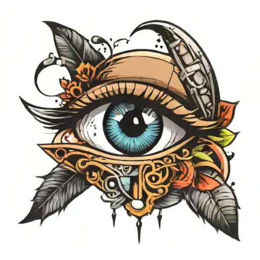 technological eye and eyebrow tattoo design idea