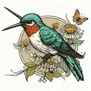 hummingbird sewing needle piercing, dandelion tattoo design idea