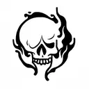 flame skull tattoo design idea