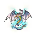 dragon surfing in rainforest tattoo design idea