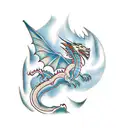 dragon surfing in rainforest tattoo design idea