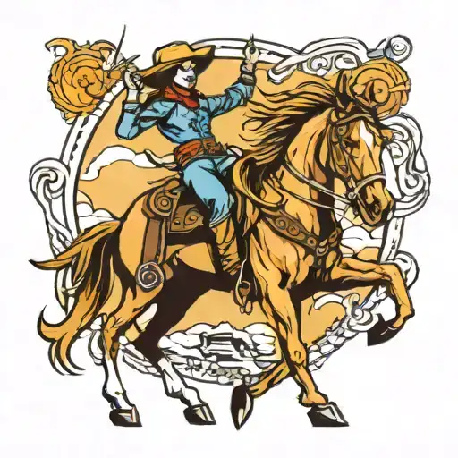rodeo cowgirl riding a horse tattoo design idea