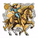rodeo cowgirl riding a horse tattoo design idea