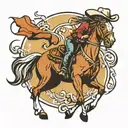 rodeo cowgirl riding a horse tattoo design idea
