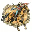 rodeo cowgirl riding a horse tattoo design idea