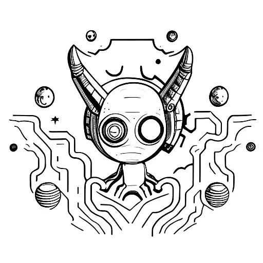 An alien exiting a portal tattoo design idea