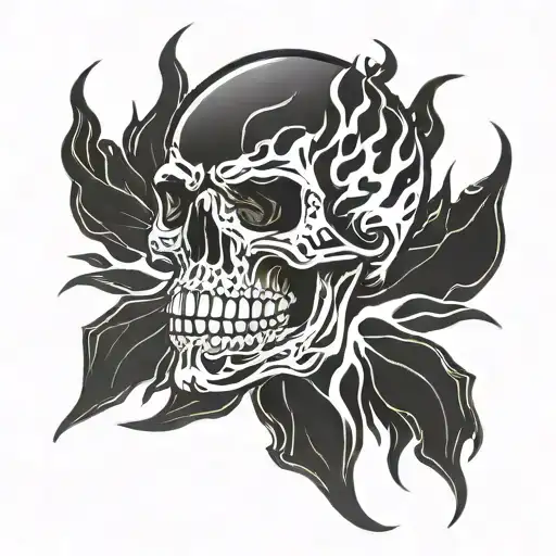 skull with a flame trail  tattoo design idea