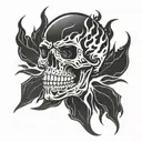 skull with a flame trail  tattoo design idea