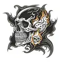 skull with a flame trail  tattoo design idea