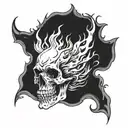 skull with a flame trail  tattoo design idea