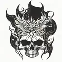 skull with a flame trail  tattoo design idea