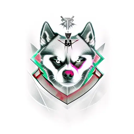 gothic cross. templar cross. masonic symbols. siberian husky. roses tattoo design idea