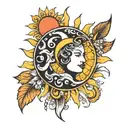 sun moon rising tattoo design idea