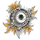 sun moon rising tattoo design idea