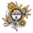sun moon rising tattoo design idea