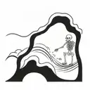 ocean waves with skeleton surfing wave tattoo design idea