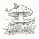 Mushroom with a tiara and fairy wings tattoo design idea