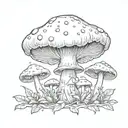 Mushroom with a tiara and fairy wings tattoo design idea