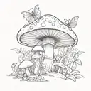 Mushroom with a tiara and fairy wings tattoo design idea