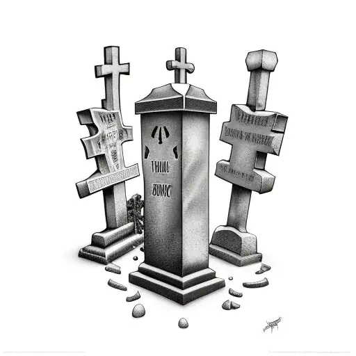 animated gravestones cover up snarky funny tattoo design idea