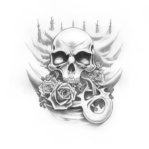 animated graveyard cover up tattoo design idea