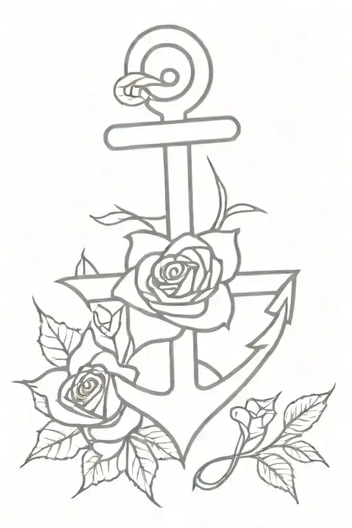 anchor cross rose intertwined tattoo design idea