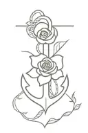 anchor cross rose intertwined tattoo design idea