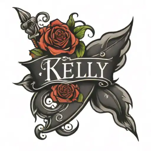 The name Kelly with a heart   tattoo design idea