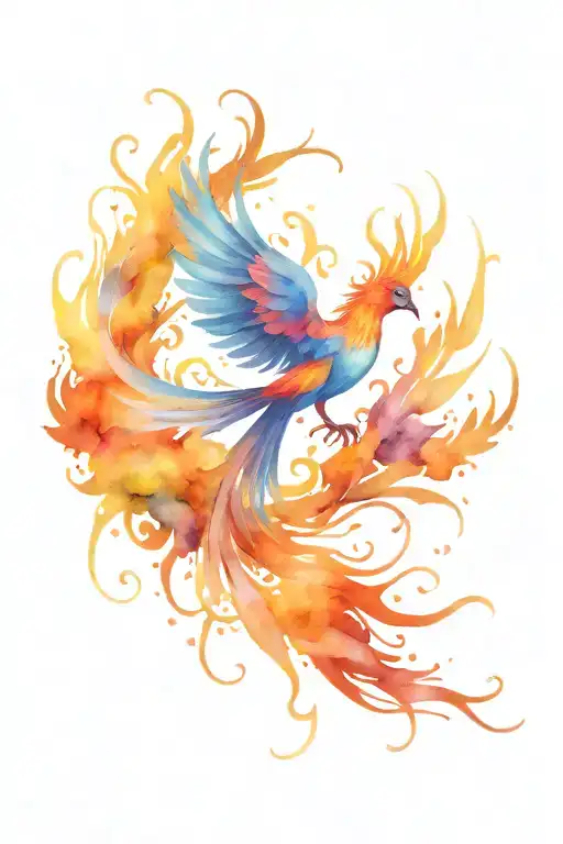 phoenix and fairy flying tattoo design idea