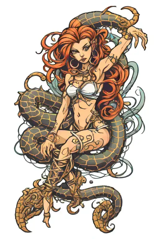 scorpio woman morph fantasy tattoo design idea