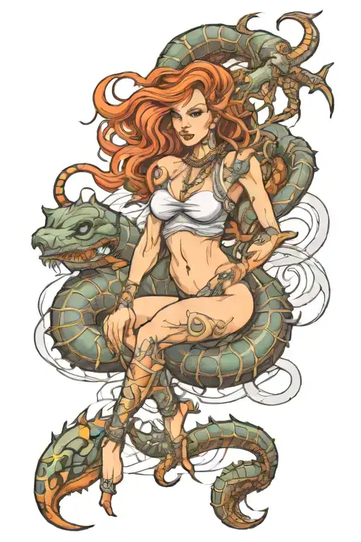 scorpio woman morph fantasy tattoo design idea