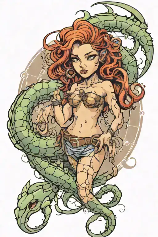 scorpio woman morph fantasy tattoo design idea