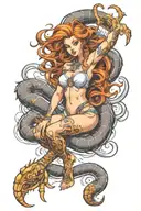 scorpio woman morph fantasy tattoo design idea